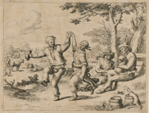 Man Playing Bag-Pipe, and Peasants Dancing