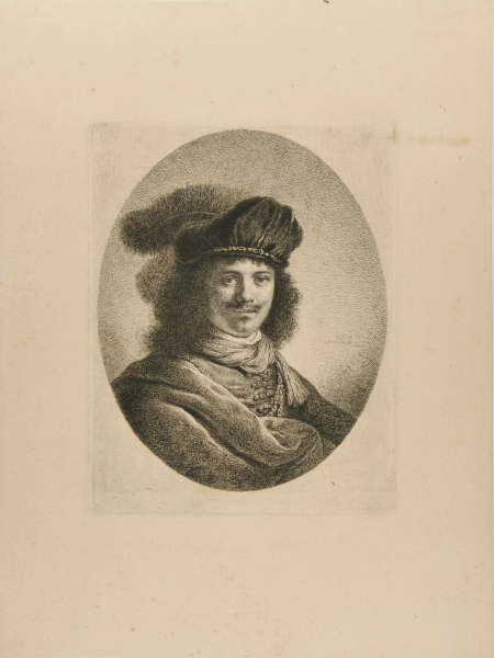 Young Man Wearing Cap with Feathers