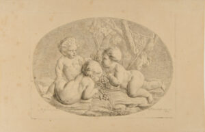 Three Nude Putti Around a Basket of Grapes