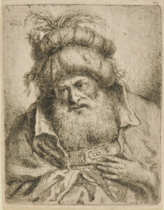 Bust of an Oriental with Beard and Turban, his Left Hand on his Breast