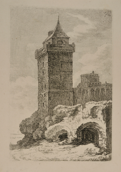 Ruins of a Castle with a Square Tower