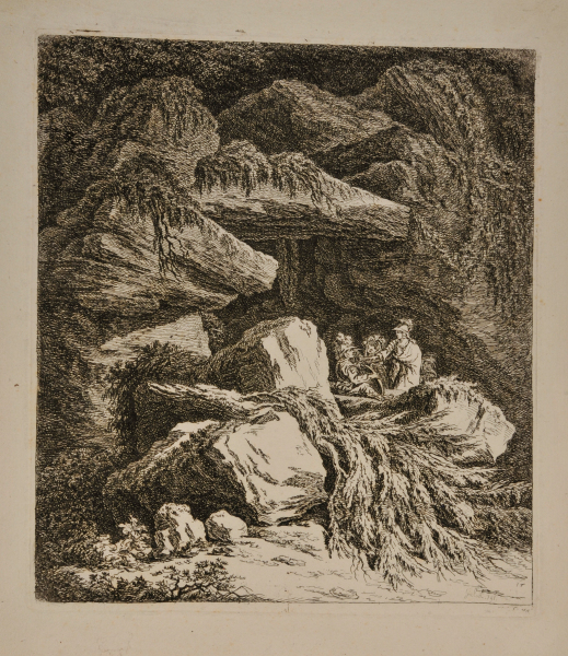 Cave in the Rocks, with Four Figures