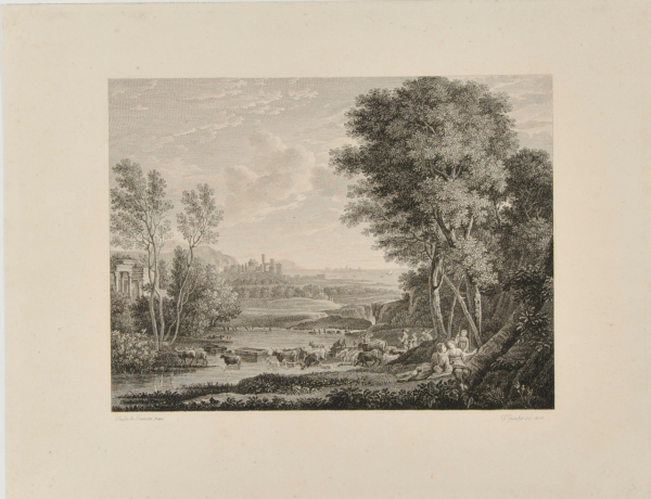 LANDSCAPE WITH CATTLE FORDING A STREAM