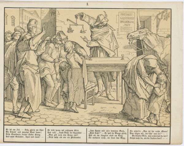 DEATH HOLDING SCALES ADDRESSING A CROWD