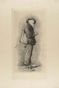 Italian Beggar Standing with Knapsack on His Back