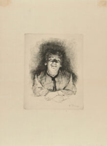 Smiling Woman, with Folded Hands, Light Shining on Her Face