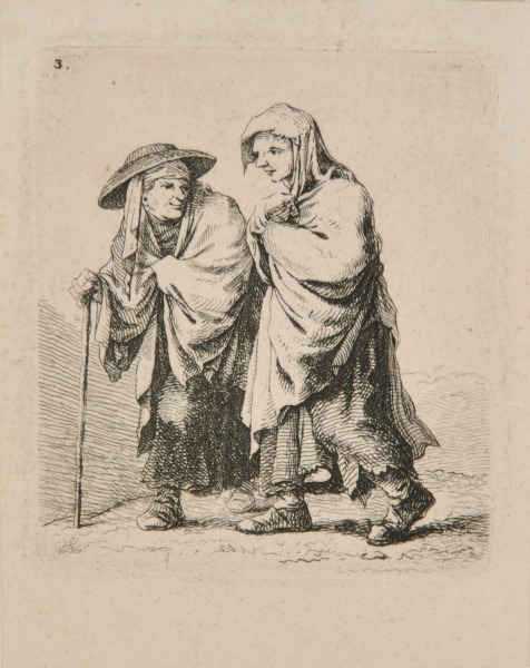 Two Beggar Women Walking Toward the Left