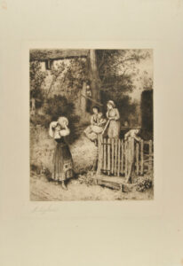 Italian Peasant Girl Playing on a Tambourine at a Gate