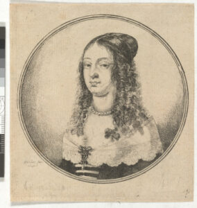 Head of a Woman with Curls, Dress Trimmed with Braid