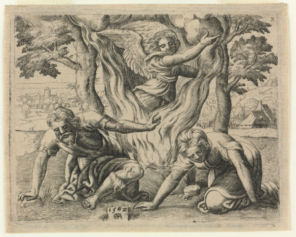 ANGEL DEPARTS FROM MANOAH IN THE ALTAR FLAME