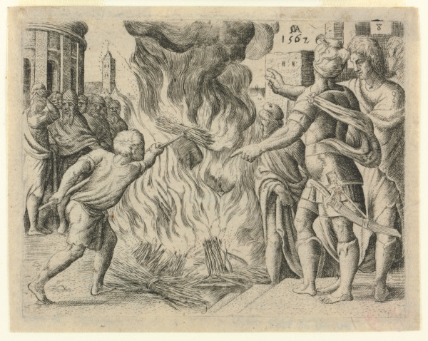 THE PHILISTINES BUILDING A BONFIRE