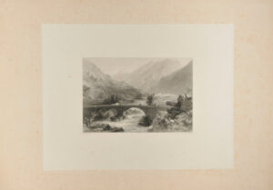 Swiss Landscape with Stone Bridge Over a Mountain Stream