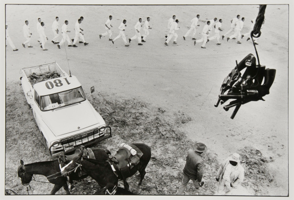 Guns are passed to the picket tower; the line returns from work, Ferguson - Image 4