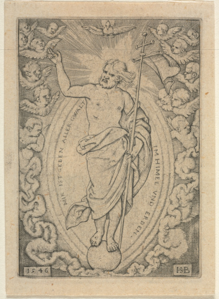CHRIST STANDING ON A GLOBE