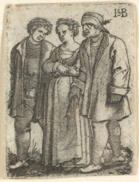 THE BRIDE AND GROOM, WITH THE BRIDE'S FATHER