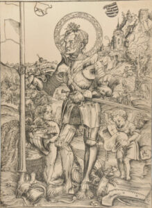 Saint George Standing Between Two Angels