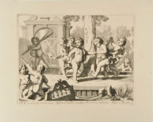 Children playing around a tree