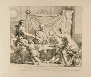 Seven illustrations from the book of Genesis: Sara threatening Ishmael