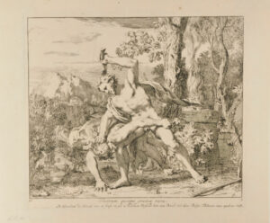 Seven illustrations from the book of Genesis: Cain murders Abel