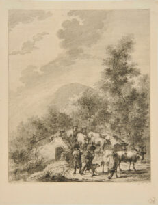 Soldiers Driving Cattle over a Bridge