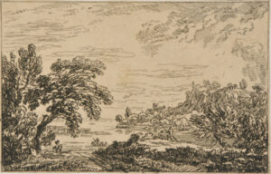 Landscape with Man Fishing by the Water