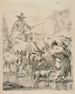 Shepherd and Shepherdess with the Herd Crossing the Brook