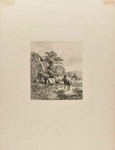 A Herd of Goats and Sheep Entering a Stream