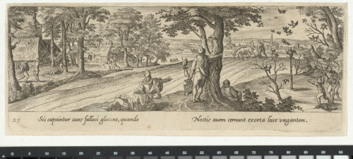 The Bird Hunt with Birds on a Perch as Decoys