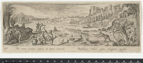 Shooting Fish in River with Arrows