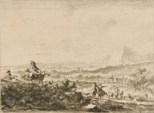 Vast Plain, with Hunting Scene in Foreground