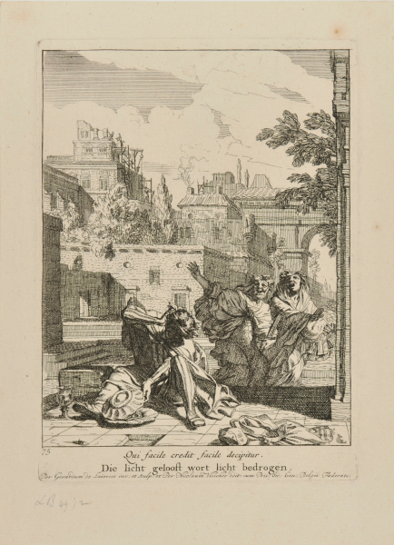 Three illustrations for the comedy ‘Julfus’ (1668) by Andries Pels: act one