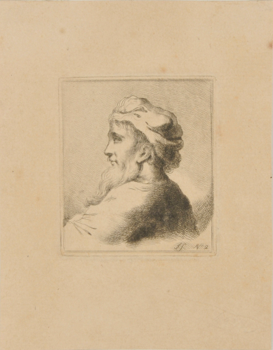 PROFILE OF MAN WITH BEARD AND TURBAN, TURNED TO LEFT