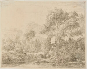 Landscape with Two Men near a Rock in the Water