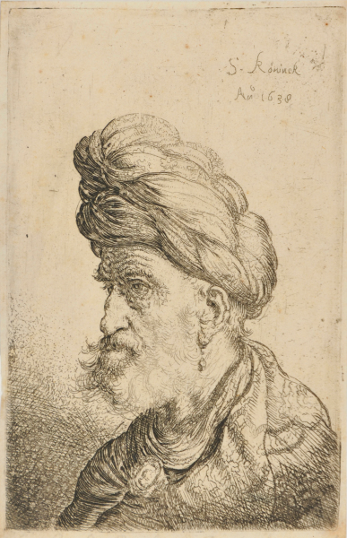 HEAD OF AN OLD MAN WEARING A TURBAN
