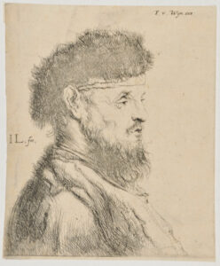 Head of Man, Wearing Fur Cap, Turned to Right