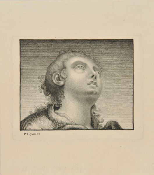 UPTURNED HEAD OF A YOUNG WOMAN