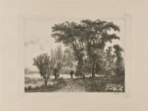 Landscape with Man Passing Near Two Trees