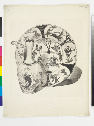 Plate XVI from the book “A Catalogue of Blue and White Porcelain forming the collection of Sir Henry Thompson (London: Elllis and White, 1878)”