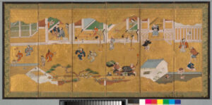 Six-Panel Screen with New Year’s Scene