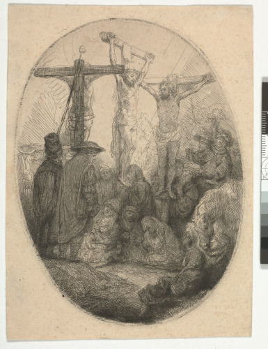 CHRIST CRUCIFIED BETWEEN THE TWO THIEVES: AN OVAL PLATE