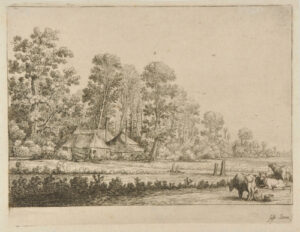 Landscape with Woman Milking a Cow