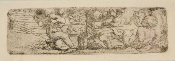 THREE CHILDREN PLAYING, THE MIDDLE ONE STANDING ON HIS HEAD