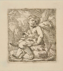 Infant Saint Sitting on a Rock