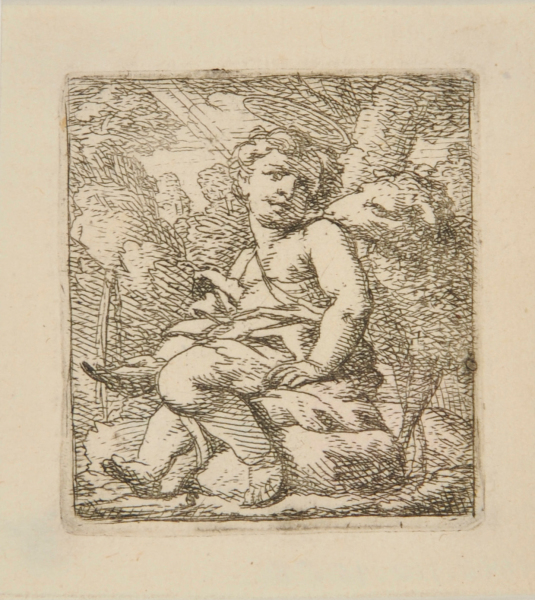 Infant Saint Sitting on a Rock