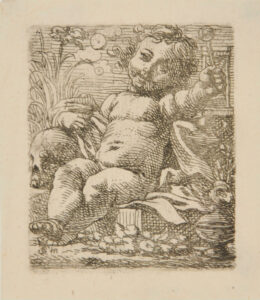 Allegory on Vanity: Child with Bubbles, a Skull by his Side
