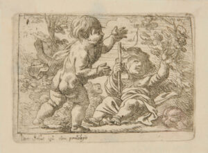 Two Children, One Standing, One Sitting on Ground