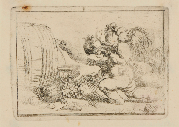 TWO CHILDREN NEAR A CASK OF WINE