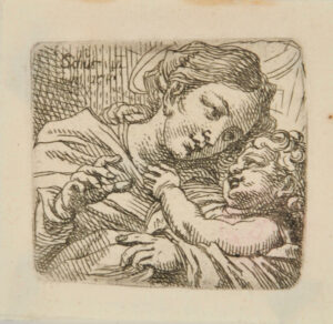 Head and Shoulders of Virgin and Child, Virgin with Right Hand Uplifted