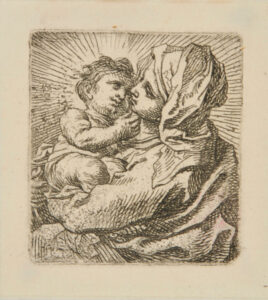Virgin, Turned to Left, Holding Child Close in Her Arms