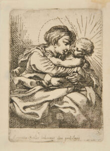 Virgin, Turned to Right, Holding Child Embracing Her